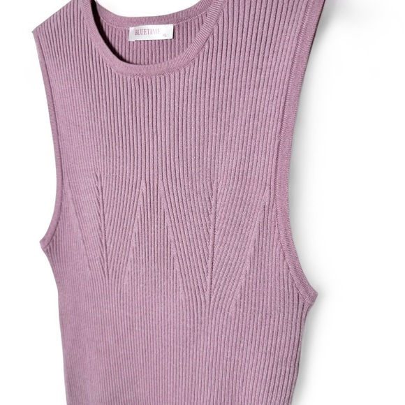 Bluetime Women’s XL Lilac Ribbed Sleeveless Knit Sweater Tank Layering Top - Picture 4 of 12
